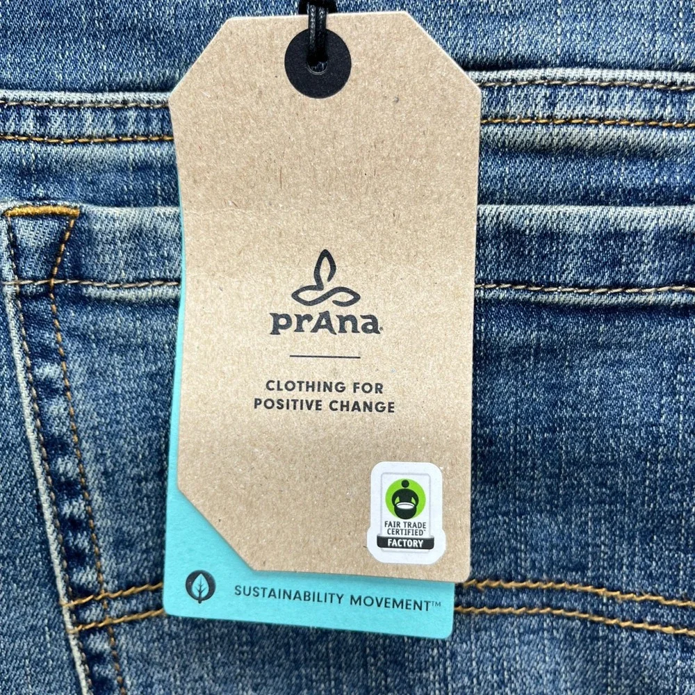 prAna Mens 36x30 Straight Leg Jeans NWT Medium Wash Blue Denim Outdoor Pants
